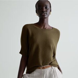Quince Lightweight Cotton Cashmere Link-Stitch Dolman Sweater